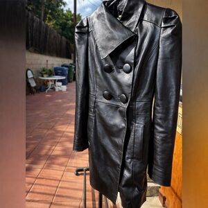 Genuine Sheepskin Leather Trench Coat